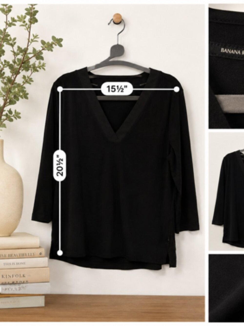 Banana Republic Black V-Neck Top – Women’s Small